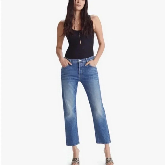 MOTHER Superior The Scrapper Ankle Jean Denim Straight in Cowboys Don't Cry Blue - Picture 1 of 12